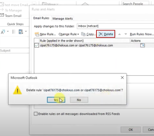select yes on the popup window