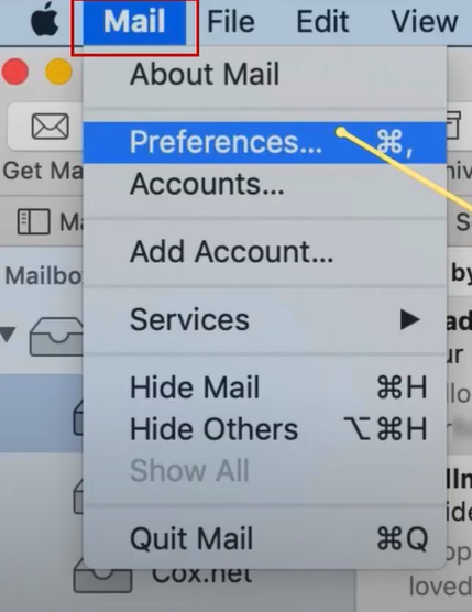 Select Preferences option