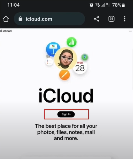 Select the sign in option