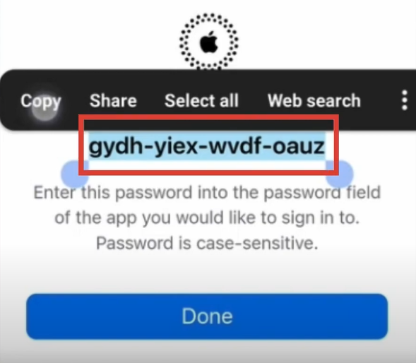 Copy the password