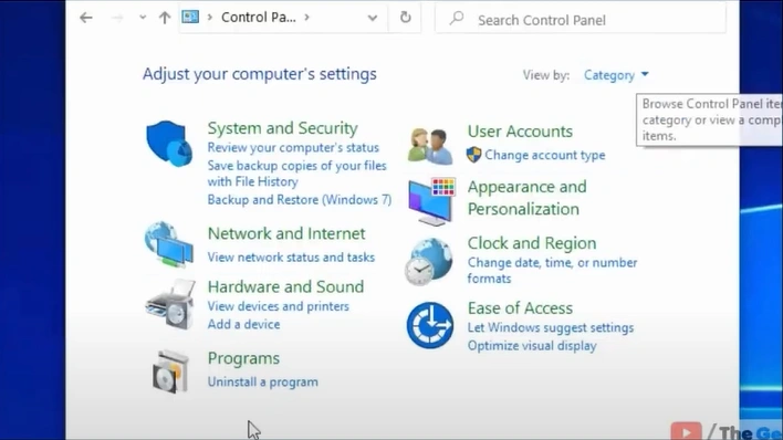 Click on Uninstall a Program
