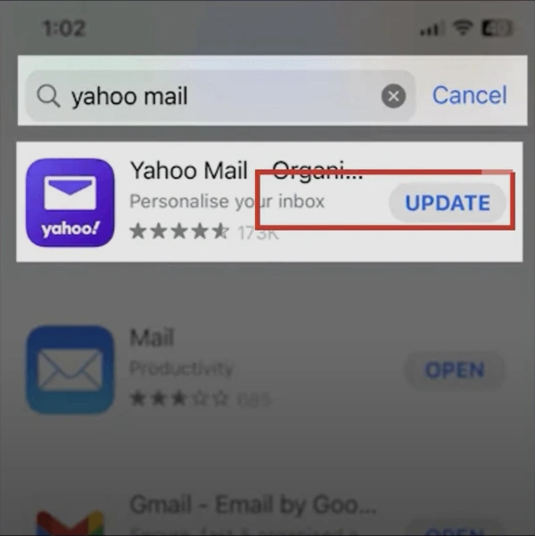 tap Update and wait