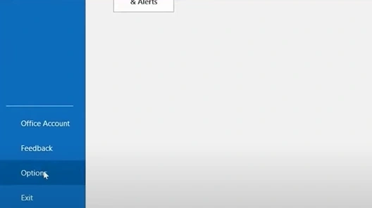 Options at the bottom left