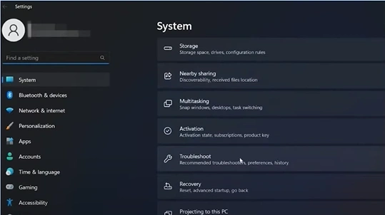 navigate to Troubleshoot