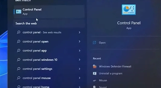 Open your control panel