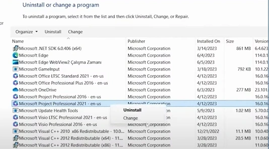Right-click on the program