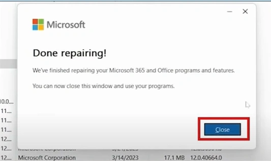 click the Close button on the window