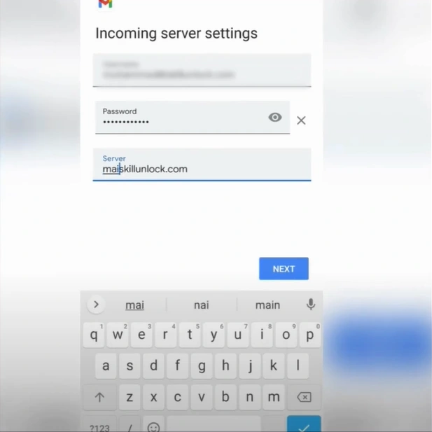 In the incoming server settings