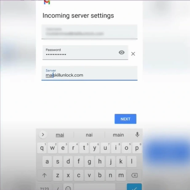 Fill in the outgoing server’s username