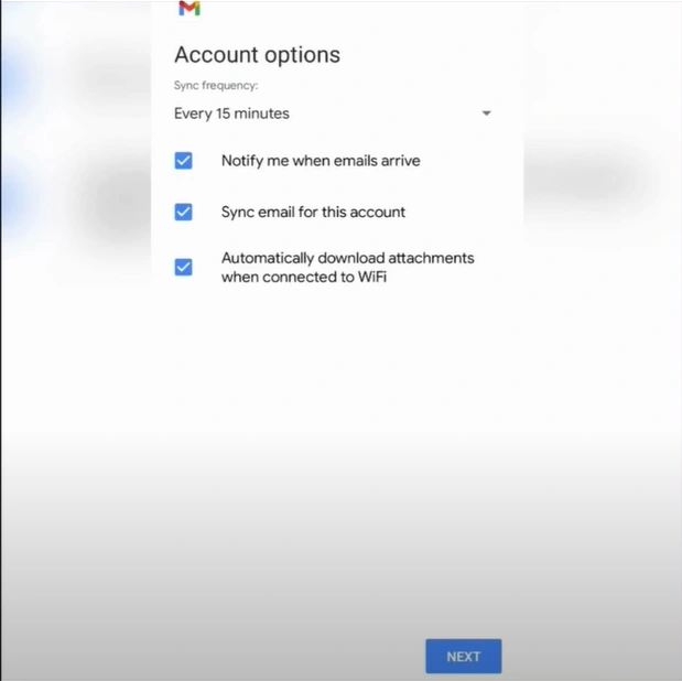 Select all three options in the account