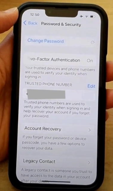 Tap on Change Password