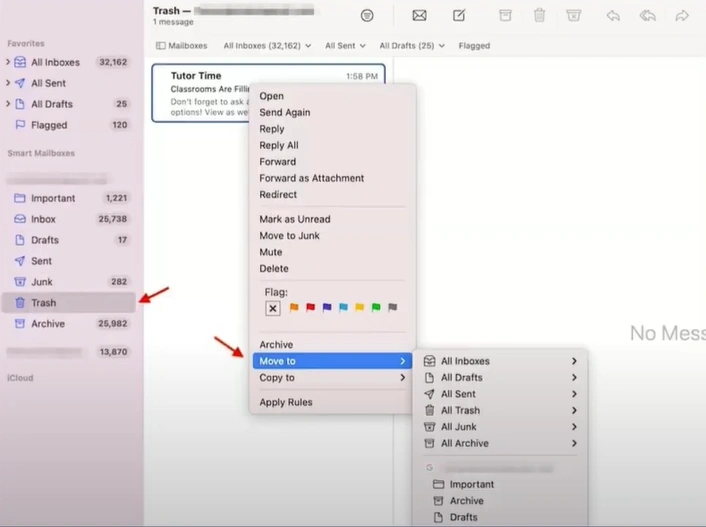 then click on Move to and select
