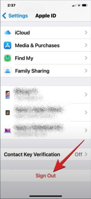  then scroll down and tap Sign Out