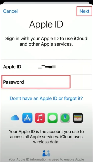 Enter the password and tap Next
