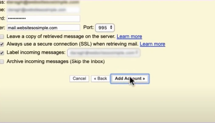 Click on the Add Account button