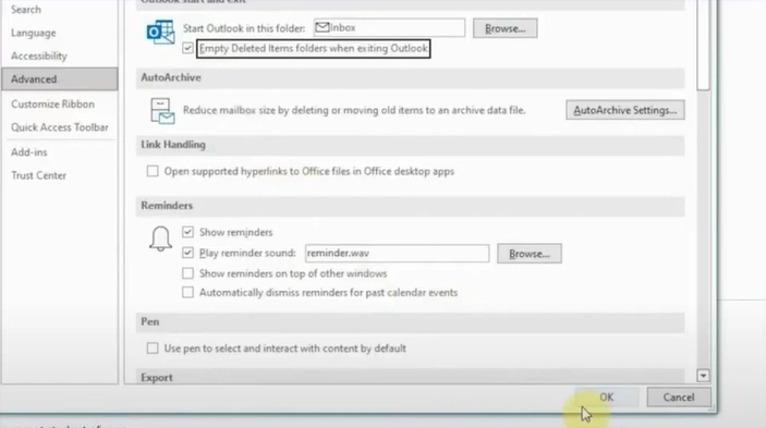Click OK to apply all the changes