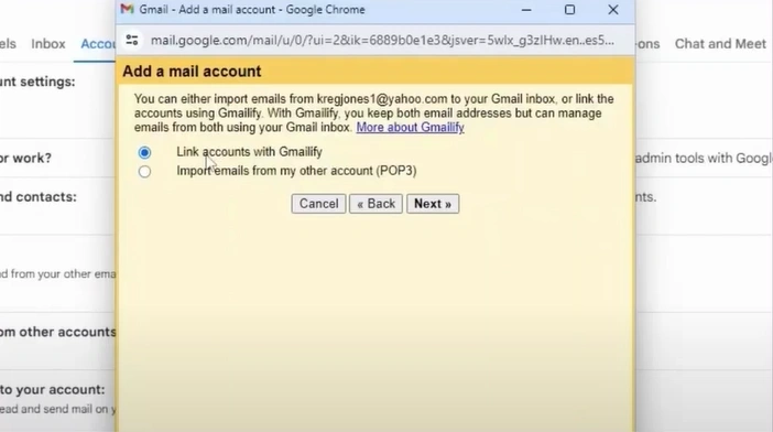 Choose whether to link accounts using 