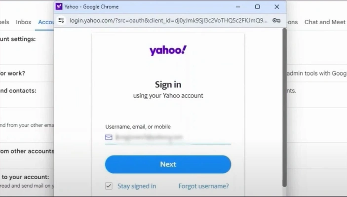 Enter your Yahoo email address 
