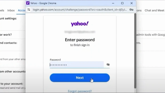Provide your email password