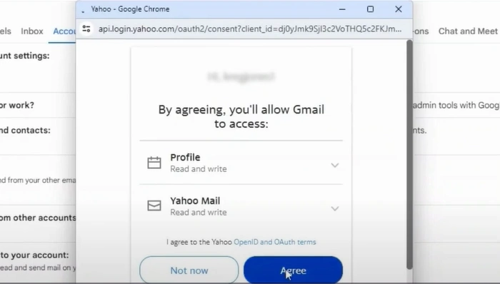 allow Gmail to access your Yahoo account