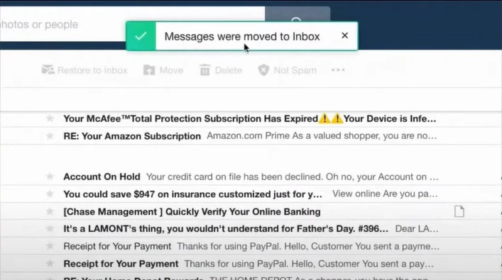Click on Not Spam