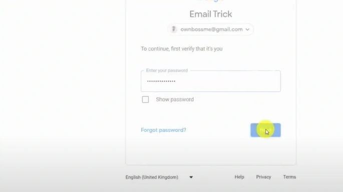 Enter your password and click on Next