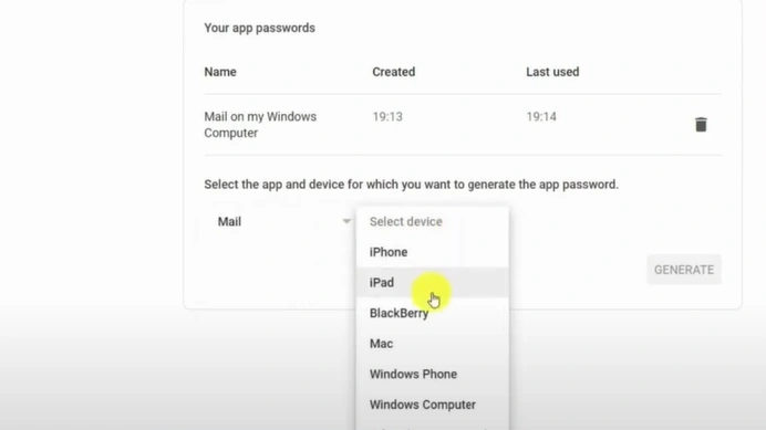 dropdown and choose the device