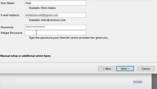 enter the app password generated 