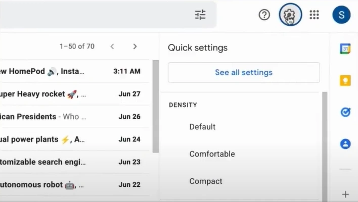 Click on the Settings icon