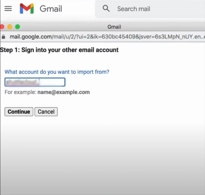 Xfinity email address in the pop-up window