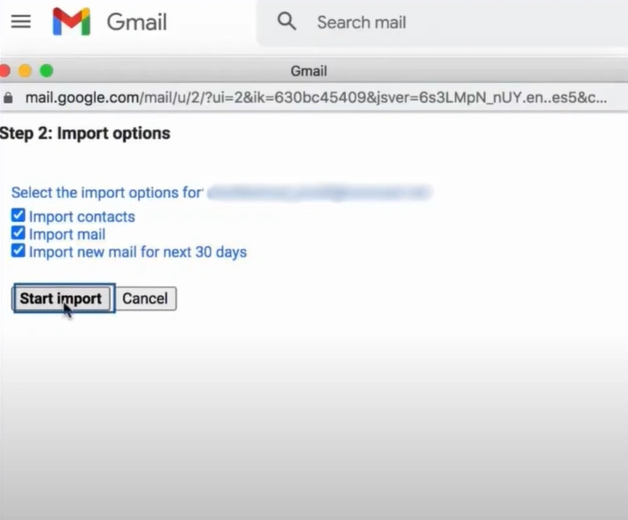 Click on Start Import