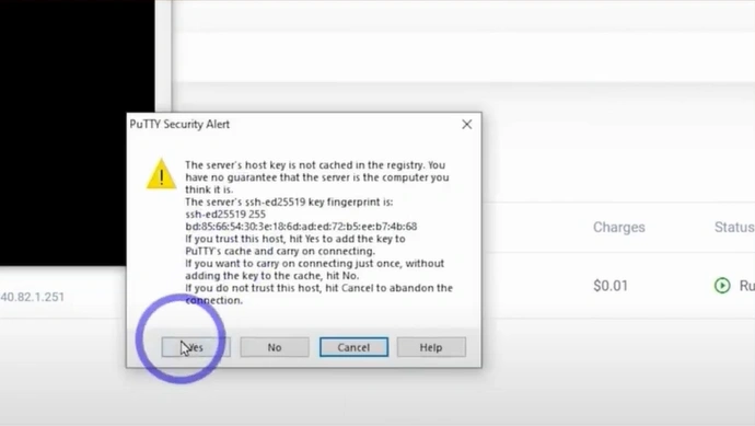 Open the session and click on Yes