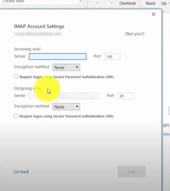 Incoming Mail server field