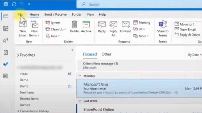 Open your Outlook and click