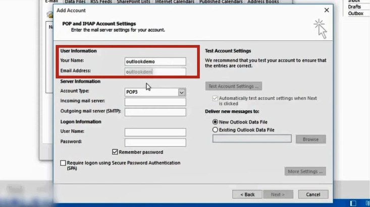Fill in the User Information