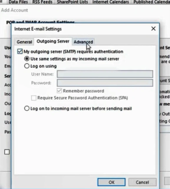Click on the Advanced tab