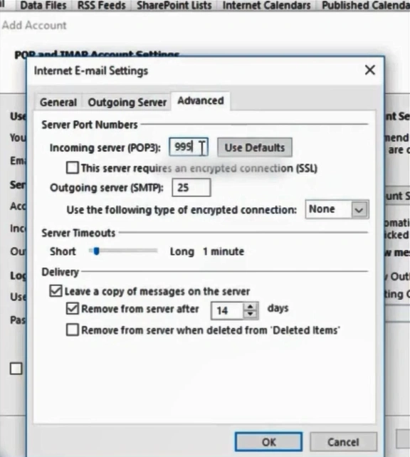 Enter 995 for the incoming server