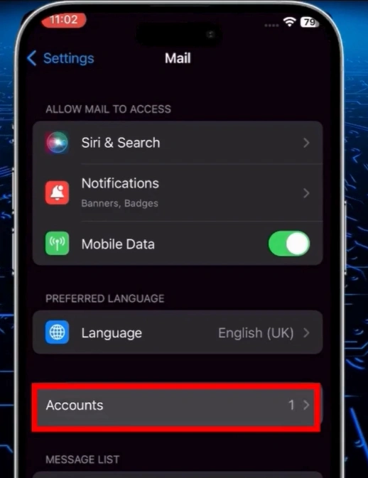 Tap on Accounts
