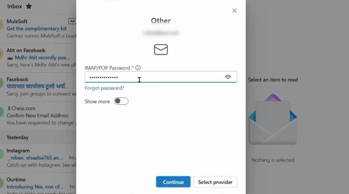 Enter the AOL password
