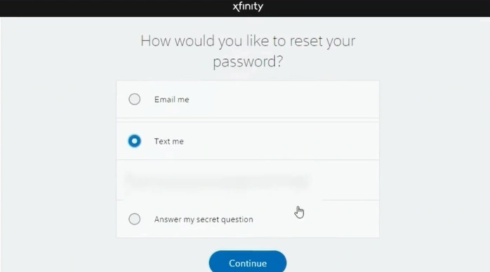 Choose a method to reset your password