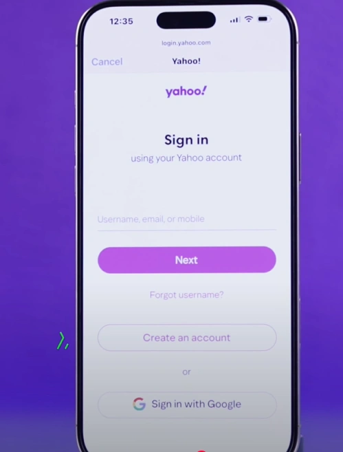 Sign in with your Yahoo account