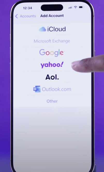 From the list of mail providers, go ahead and select Yahoo