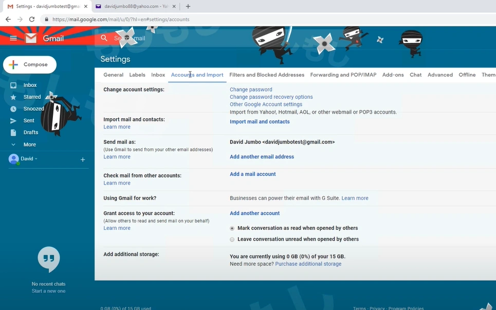 click on the Account and Import option