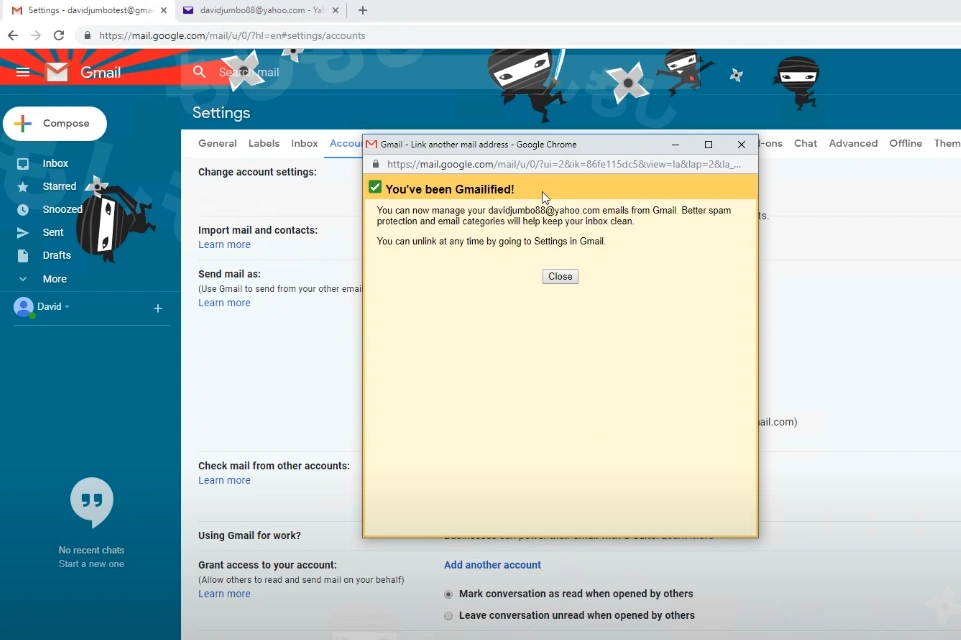 confirmation window, click Close