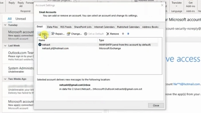In the Account Settings window