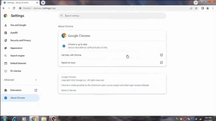 Wait for Chrome to check for updates