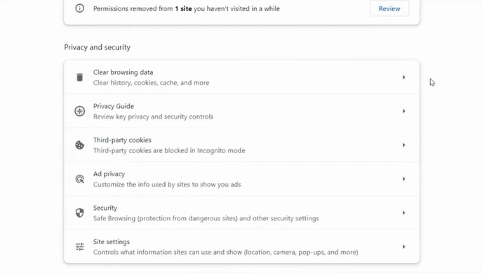Click on Clear browsing data