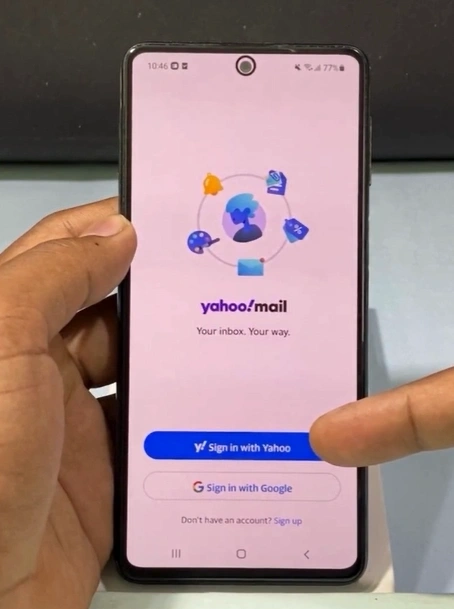 Tap on Sign in with Yahoo