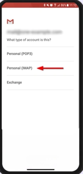 Select Personal IMAP or POP3