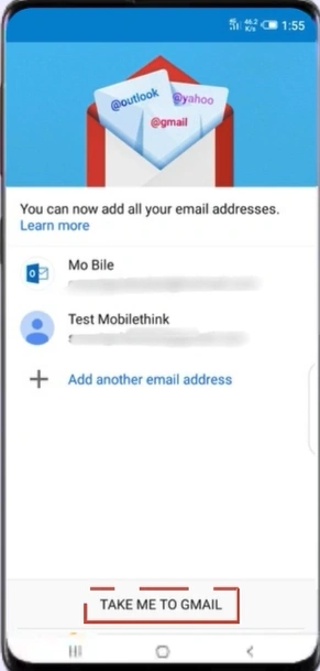Tap on TAKE ME TO GMAIL